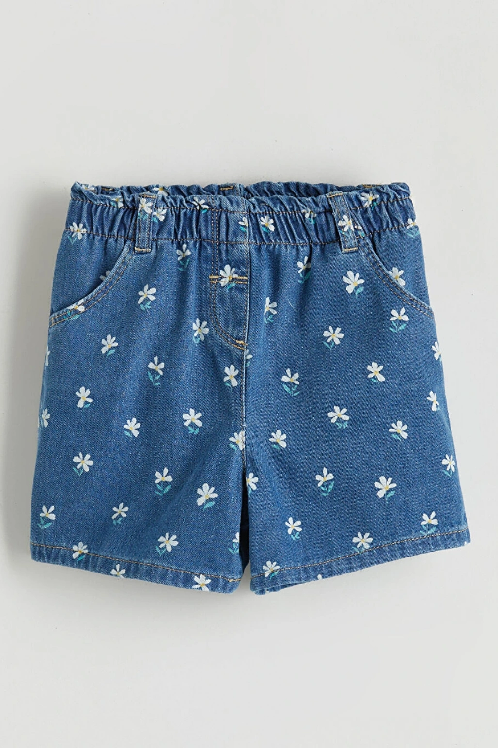 LCW Kids Mavi Çiçek Desenli Kız Çocuk Jean Şort