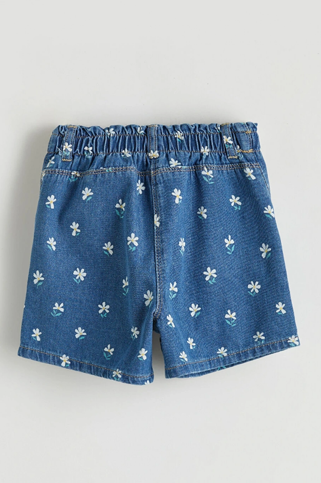 LCW Kids Mavi Çiçek Desenli Kız Çocuk Jean Şort