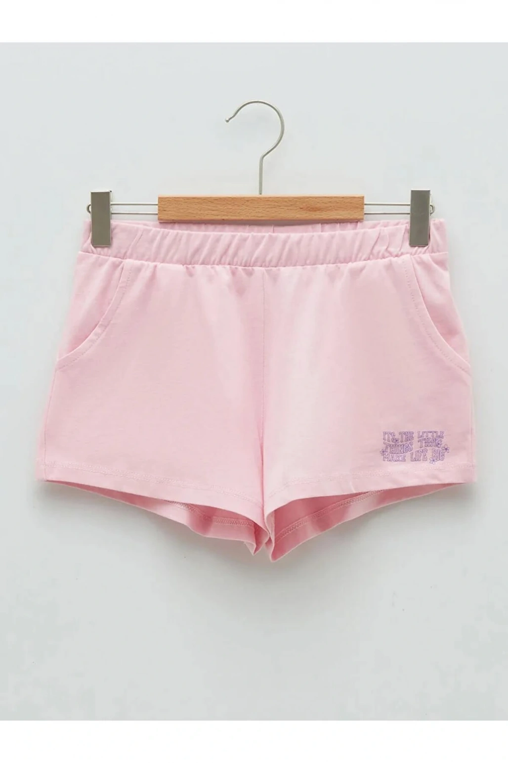 LCW Kids Pembe Beli Lastikli Baskılı Kız Çocuk Şort