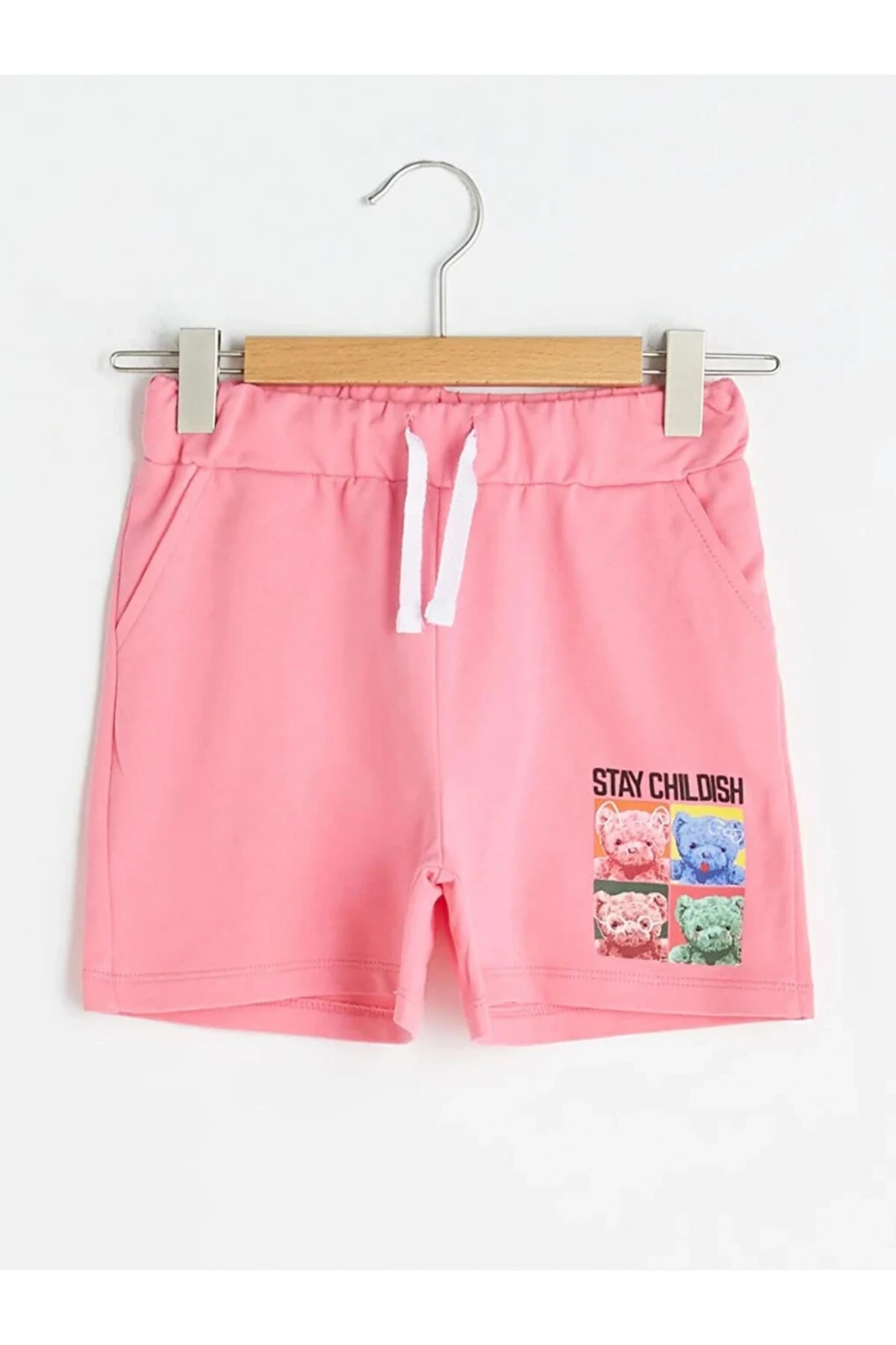 LCW Kids Pembe Beli Lastikli Baskılı Kız Çocuk Şort