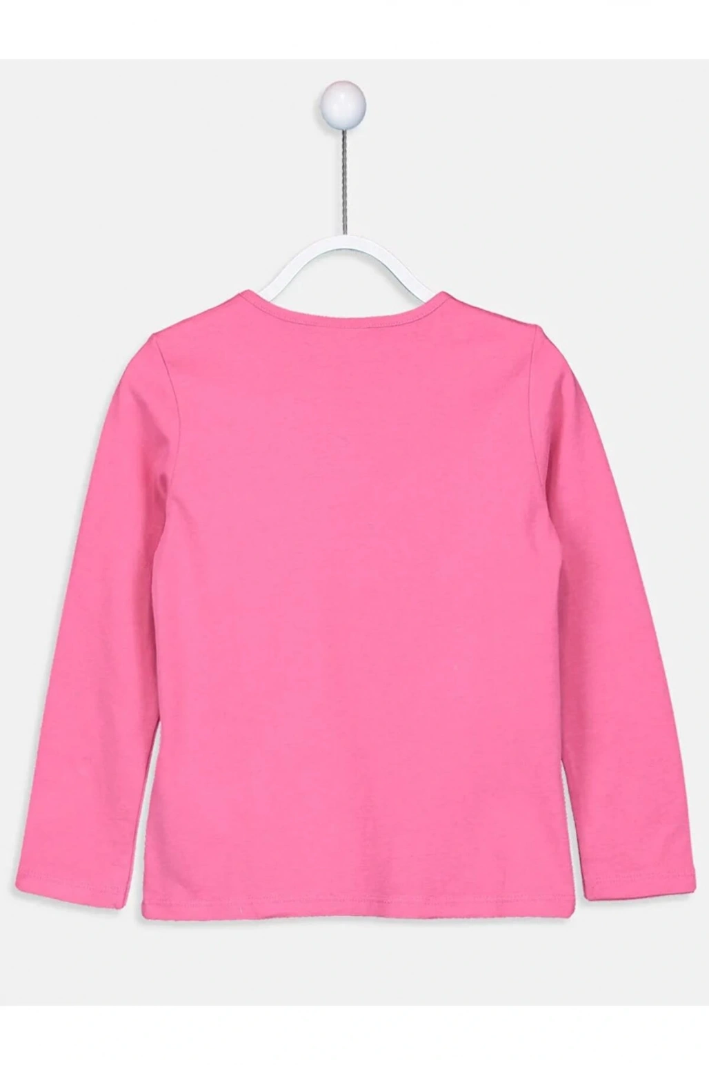 LCW Kids Pembe Bisiklet Yaka Basic Uzun Kollu Kız Çocuk Tişört