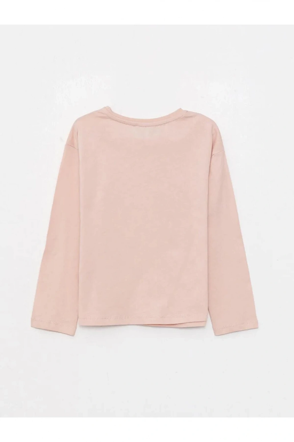 LCW Kids Pembe Bisiklet Yaka Baskılı Uzun Kollu Pamuklu Kız Çocuk Tişört