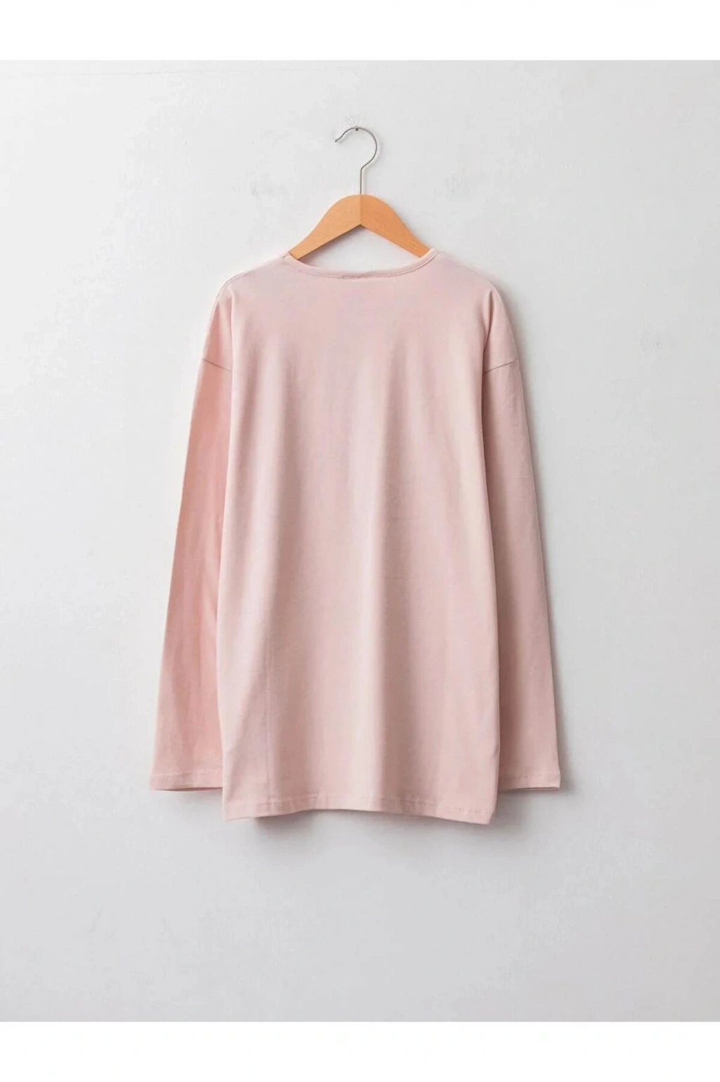 LCW Kids Pembe Bisiklet Yaka Baskılı Uzun Kollu Pamuklu Kız Çocuk Tişört