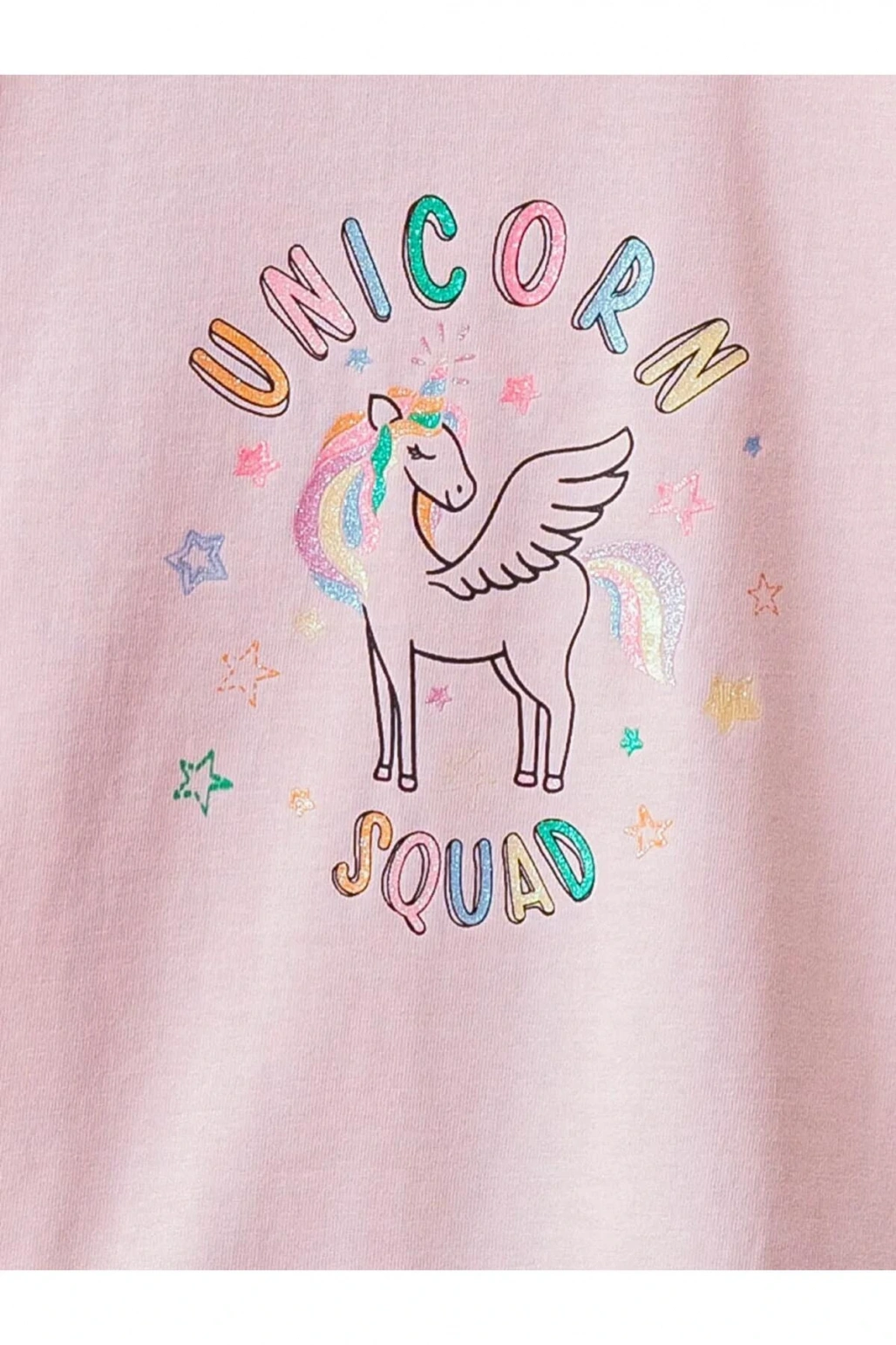 LCW Kids Pembe Bisiklet Yaka Baskılı Uzun Kollu Pamuklu Kız Çocuk Tişört