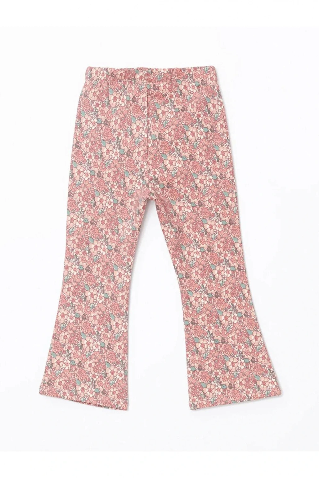 LCW Kids Pembe Bisiklet Yaka Çiçekli Kız Çocuk Sweatshirt Ve Tayt 2li