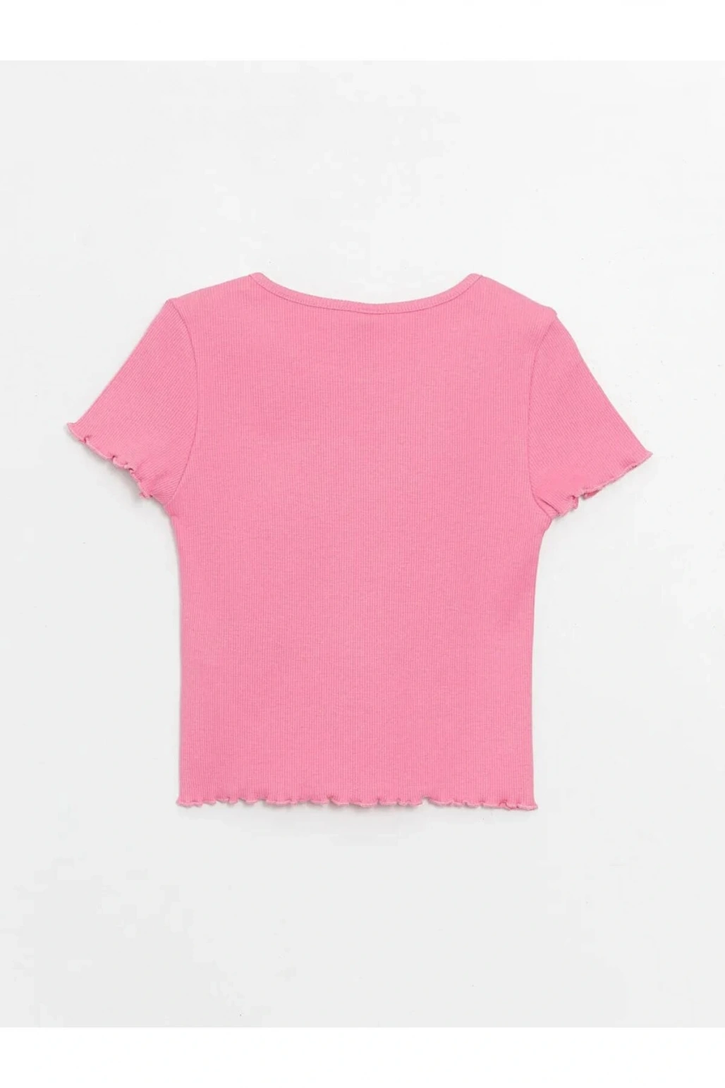 LCW Kids Pembe Bisiklet Yaka Kısa Kollu Kız Çocuk Tişört