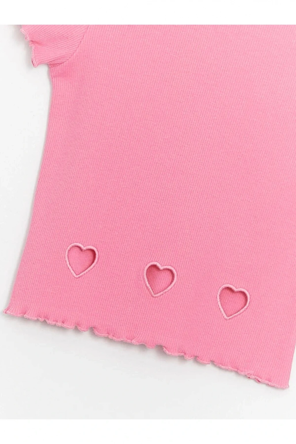 LCW Kids Pembe Bisiklet Yaka Kısa Kollu Kız Çocuk Tişört