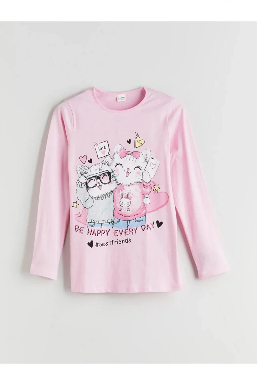 LCW Kids Pembe Bisiklet Yaka Kız Çocuk Pijama Takımı