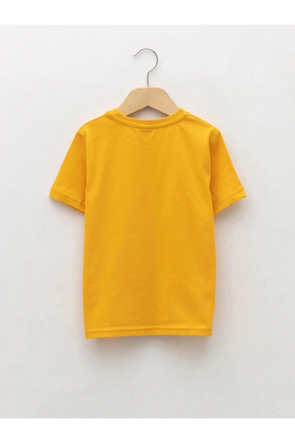 LCW Kids Sarı Bisiklet Yaka Baskılı Kısa Kollu Pamuklu Erkek Çocuk Tişört