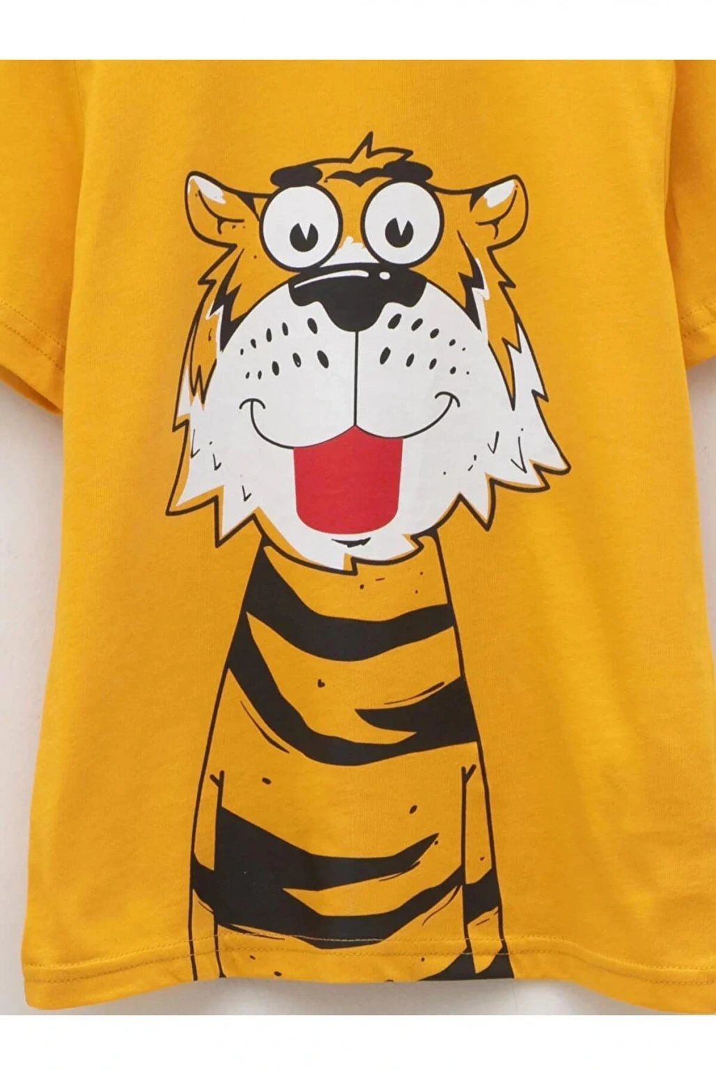 LCW Kids Sarı Bisiklet Yaka Baskılı Kısa Kollu Pamuklu Erkek Çocuk Tişört