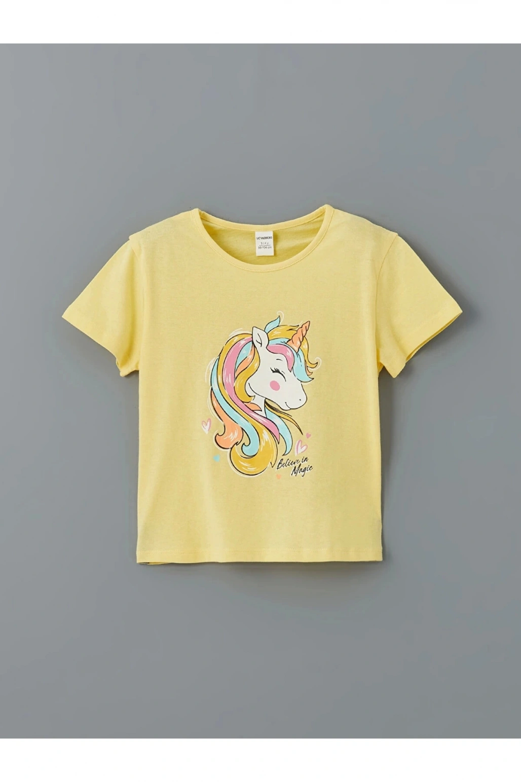 LCW Kids SARI Bisiklet Yaka Baskılı Kız Çocuk Tişört ve Tayt 2li