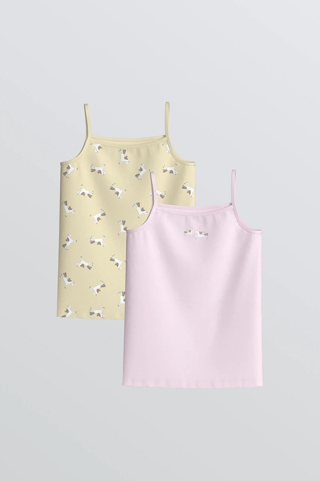 LCW Kids Sarı Kare Yaka Kız Çocuk Penye Atlet 2li