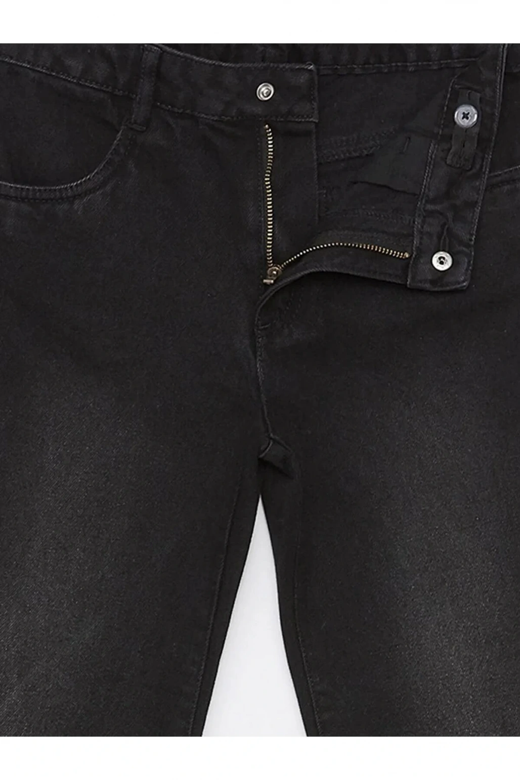 LCW Kids Siyah Beli Ayarlanabilir Lastikli Kız Çocuk Jean Pantolon