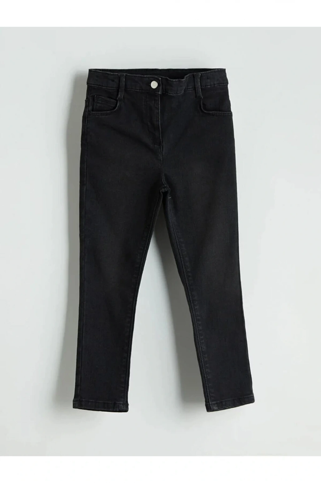 LCW Kids Siyah Beli Lastikli Kız Çocuk Skınny Jean Pantolon