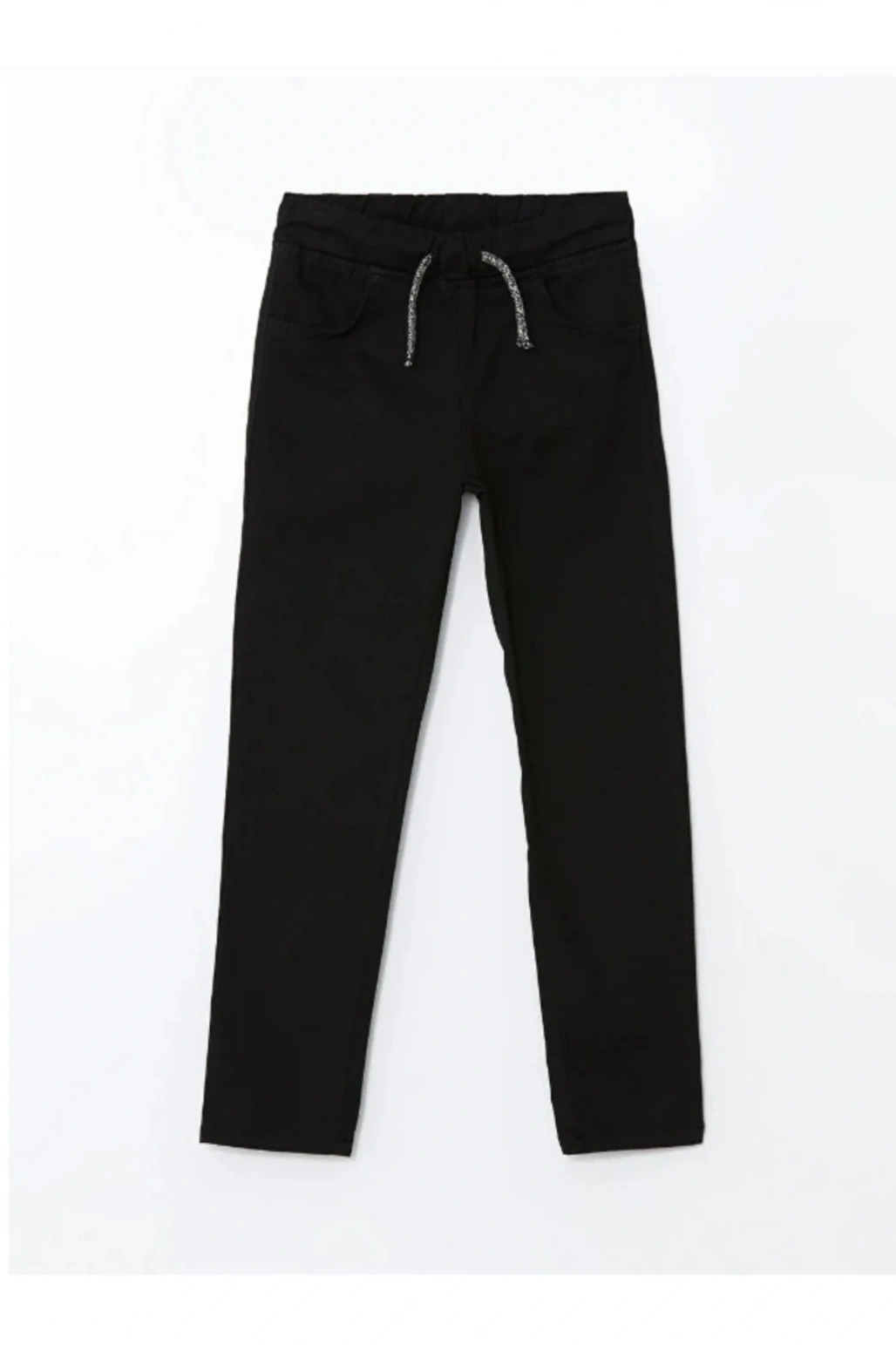 LCW Kids Siyah Beli Lastikli Slim Fit Kız Çocuk Pantolon