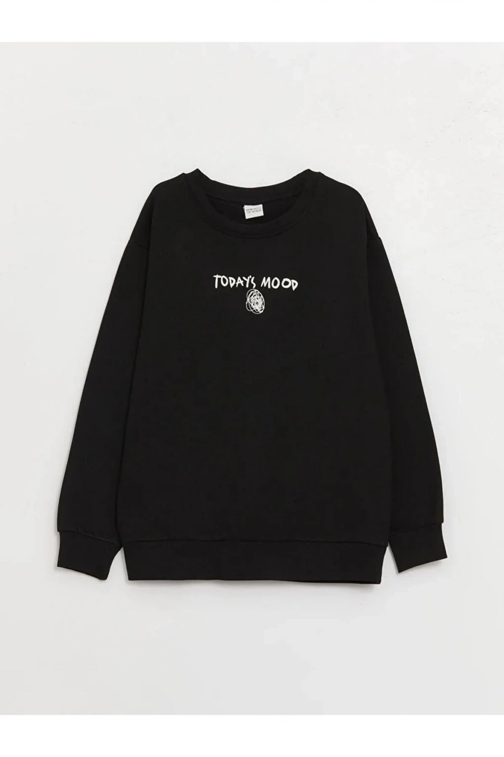 LCW Kids Siyah Bisiklet Yaka Baskılı Uzun Kollu Erkek Çocuk Sweatshirt