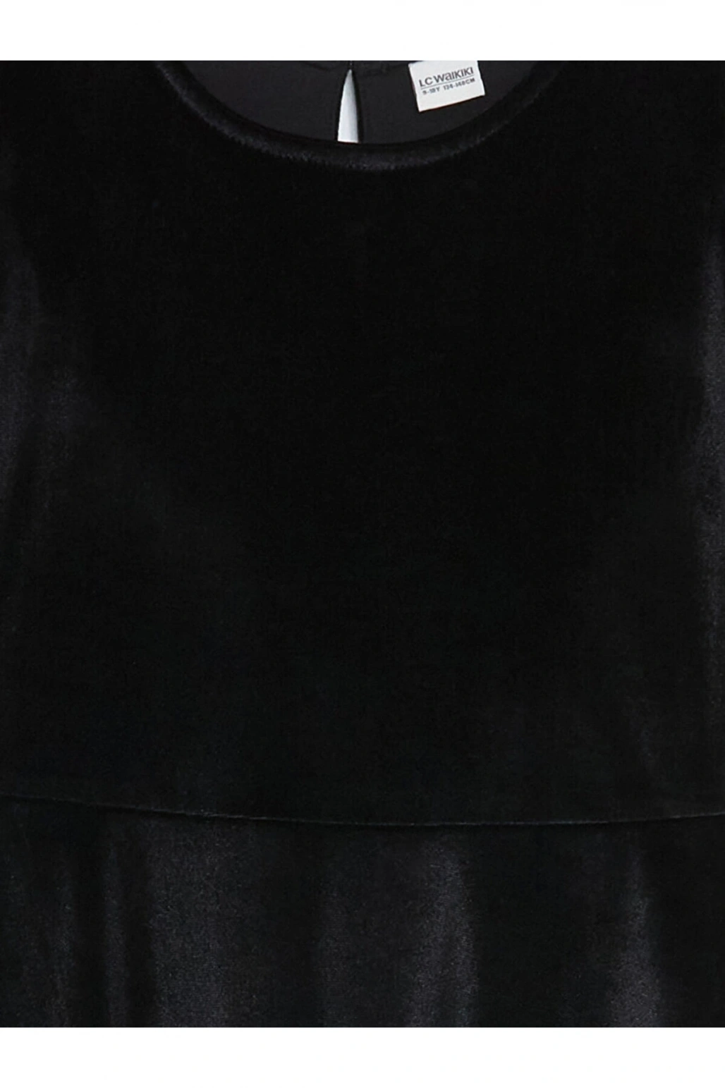 LCW Kids Siyah Bisiklet Yaka Kadife Kız Çocuk Elbise