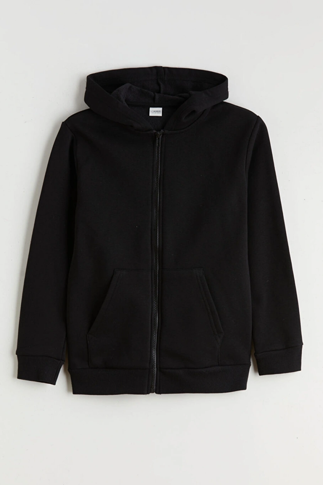 LCW Kids Siyah Kapüşonlu Erkek Çocuk Kalın Fermuarlı Sweatshirt