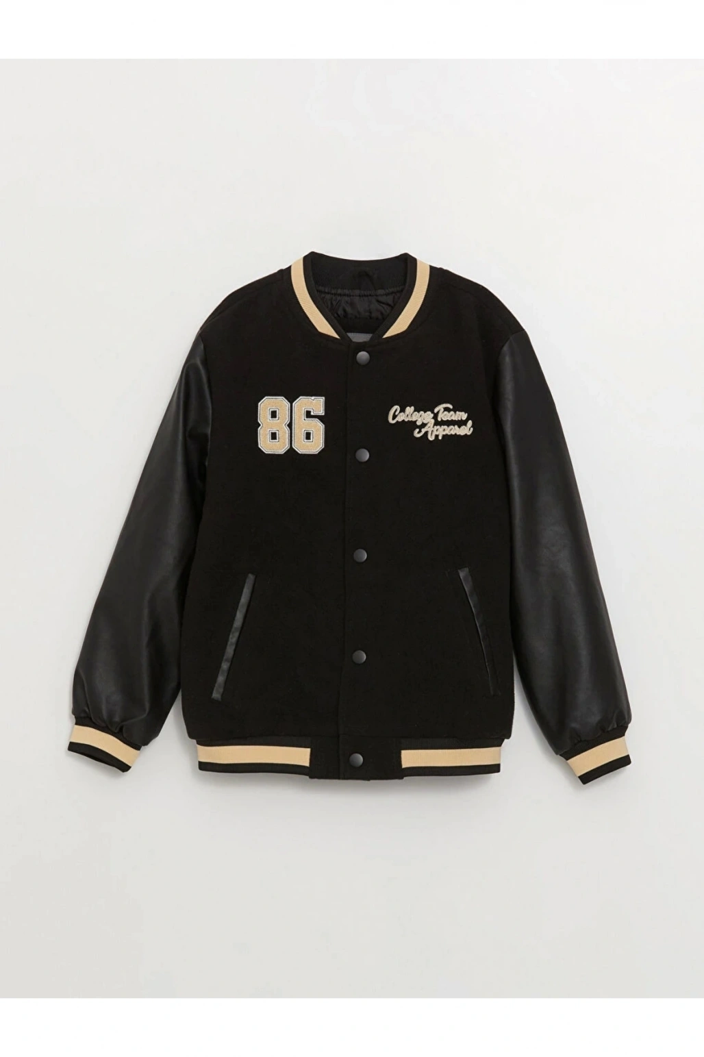 Lcw Kids Siyah Kolej Yaka Nakışlı Erkek Çocuk Mont