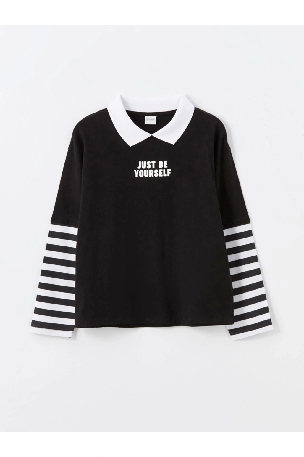 LCW Kids Siyah Polo Yaka Kız Çocuk Tişört