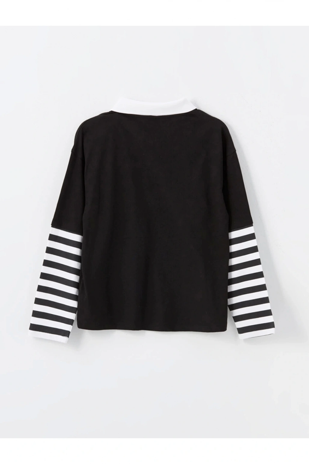 LCW Kids Siyah Polo Yaka Kız Çocuk Tişört