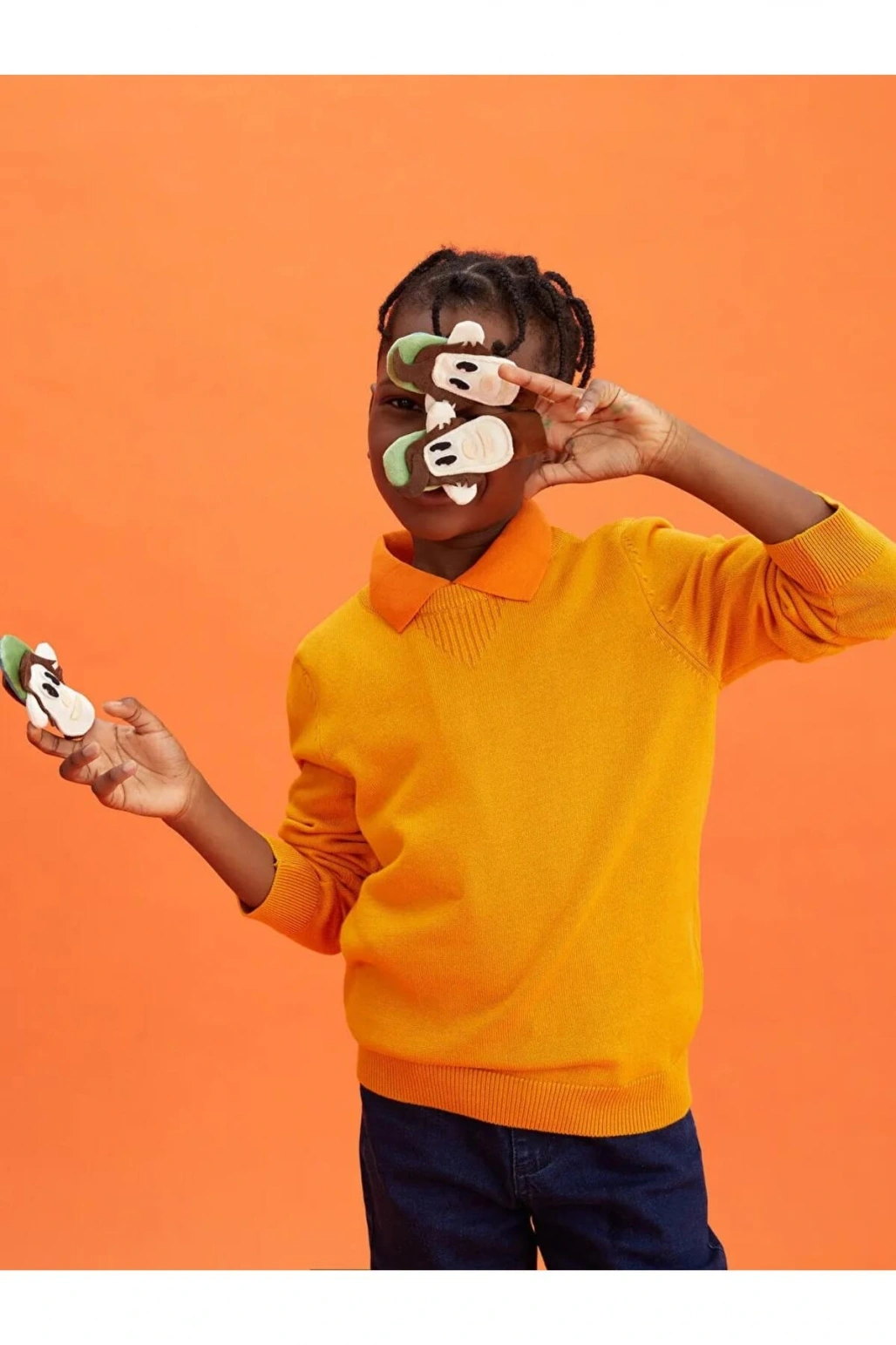 LCW Kids Turuncu Bisiklet Yaka Basic Uzun Kollu Erkek Çocuk Triko Kazak