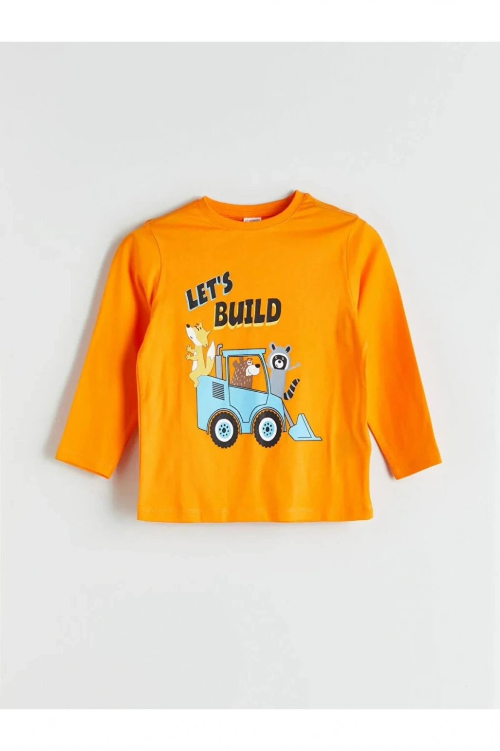 LCW Kids Turuncu Uzun Kollu Baskılı Erkek Çocuk Pijama Takım