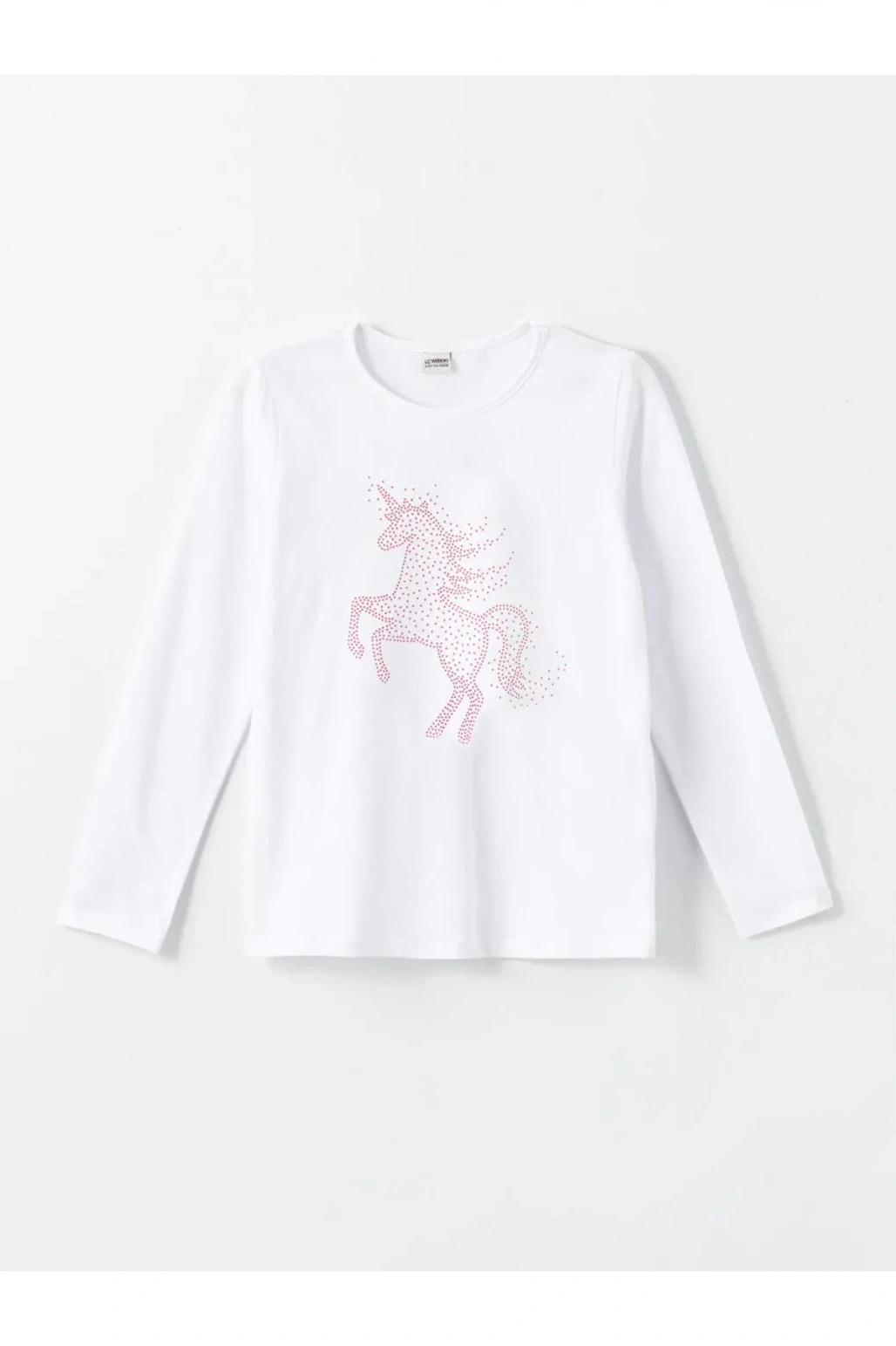 LCW Kids Uçuk Pembe Bisiklet Yaka Kız Çocuk Tişört