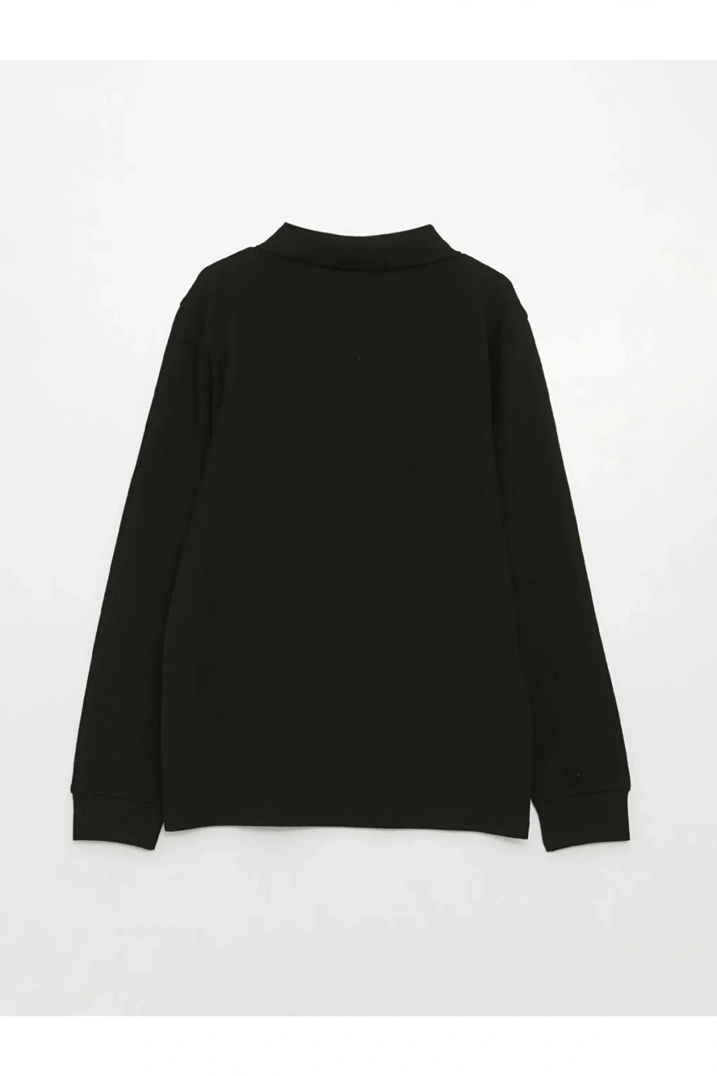 LCW Kids Yeni Siyah Polo Yaka Basic Uzun Kollu Erkek Çocuk Tişört