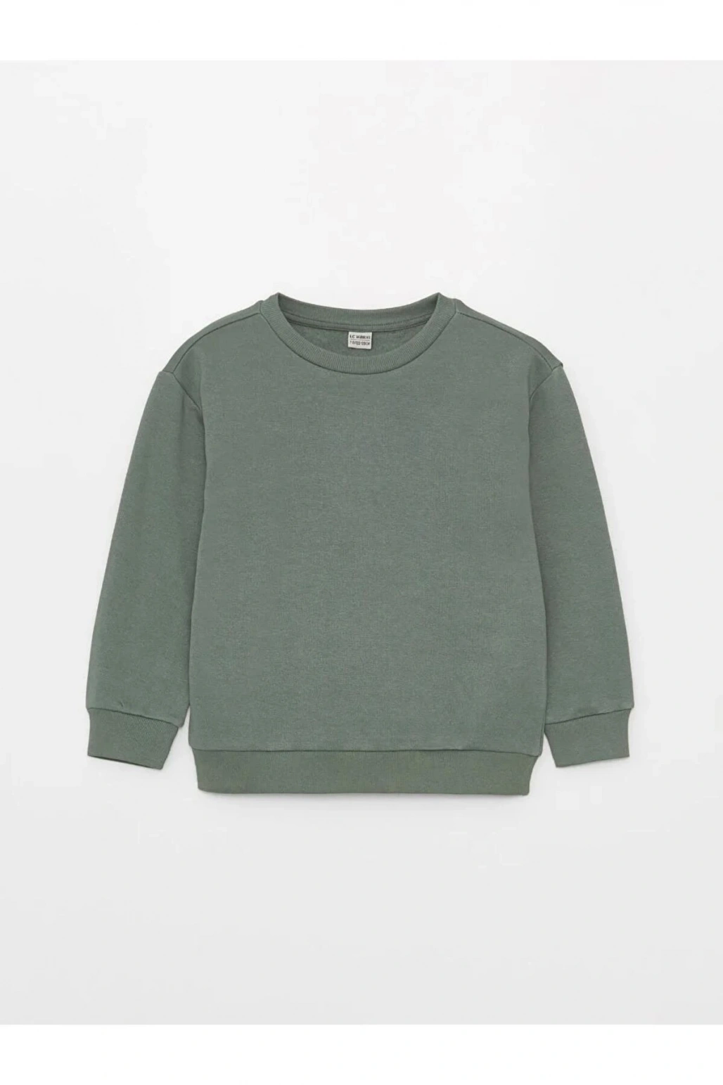 LCW Kids Yeşil Bisiklet Yaka Basic Uzun Kollu Kız Çocuk Sweatshirt