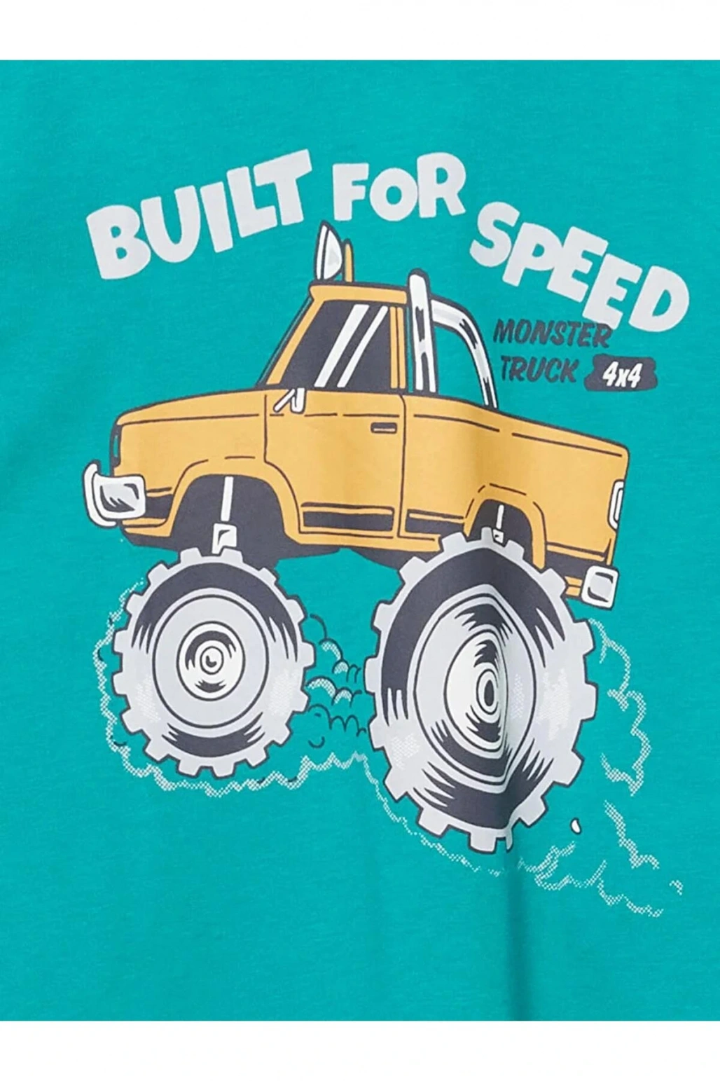 LCW Kids Yeşil Bisiklet Yaka Baskılı Erkek Çocuk Tişört