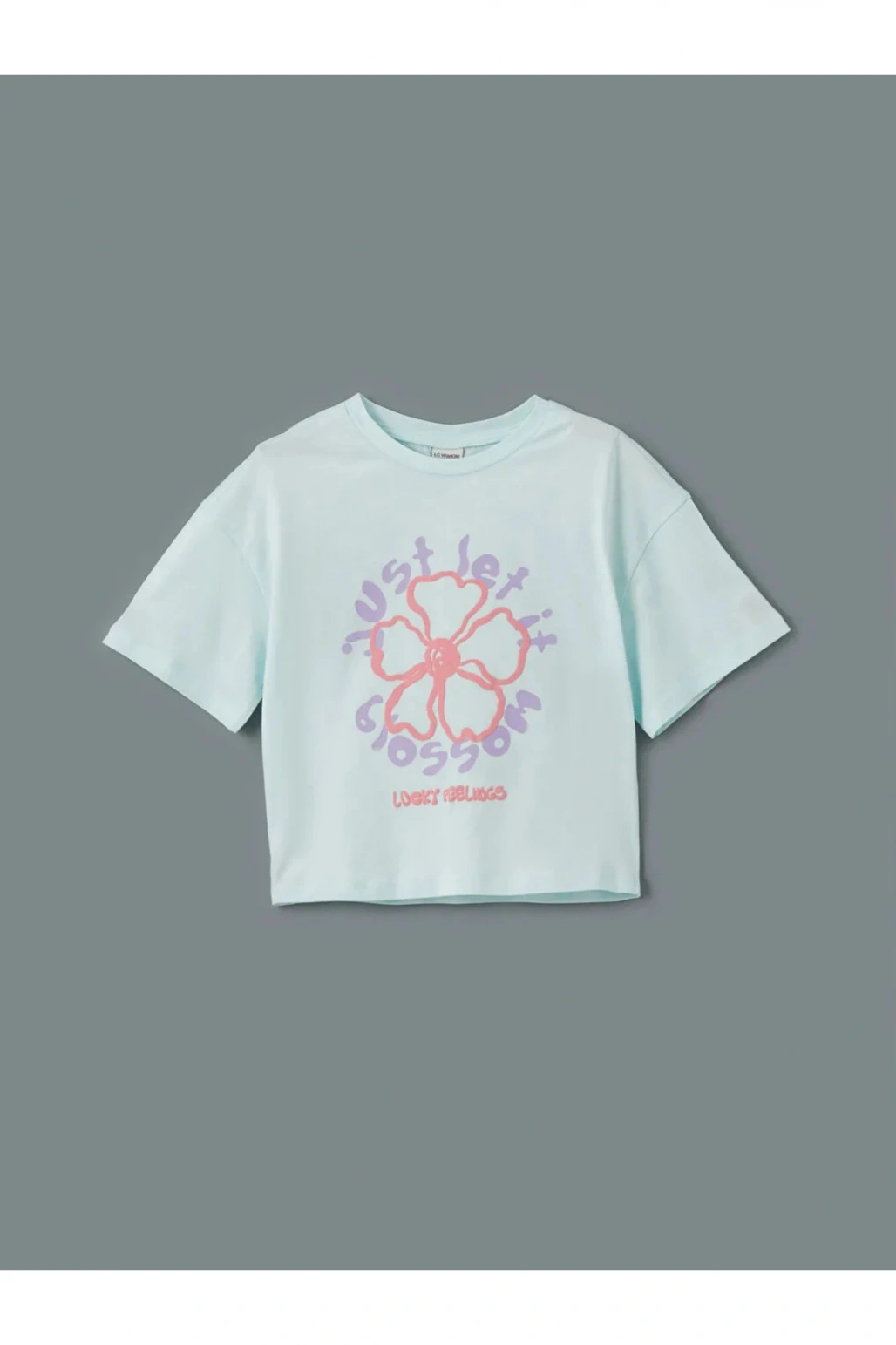 LCW Kids Yeşil Bisiklet Yaka Kız Çocuk Crop Tişört 2li