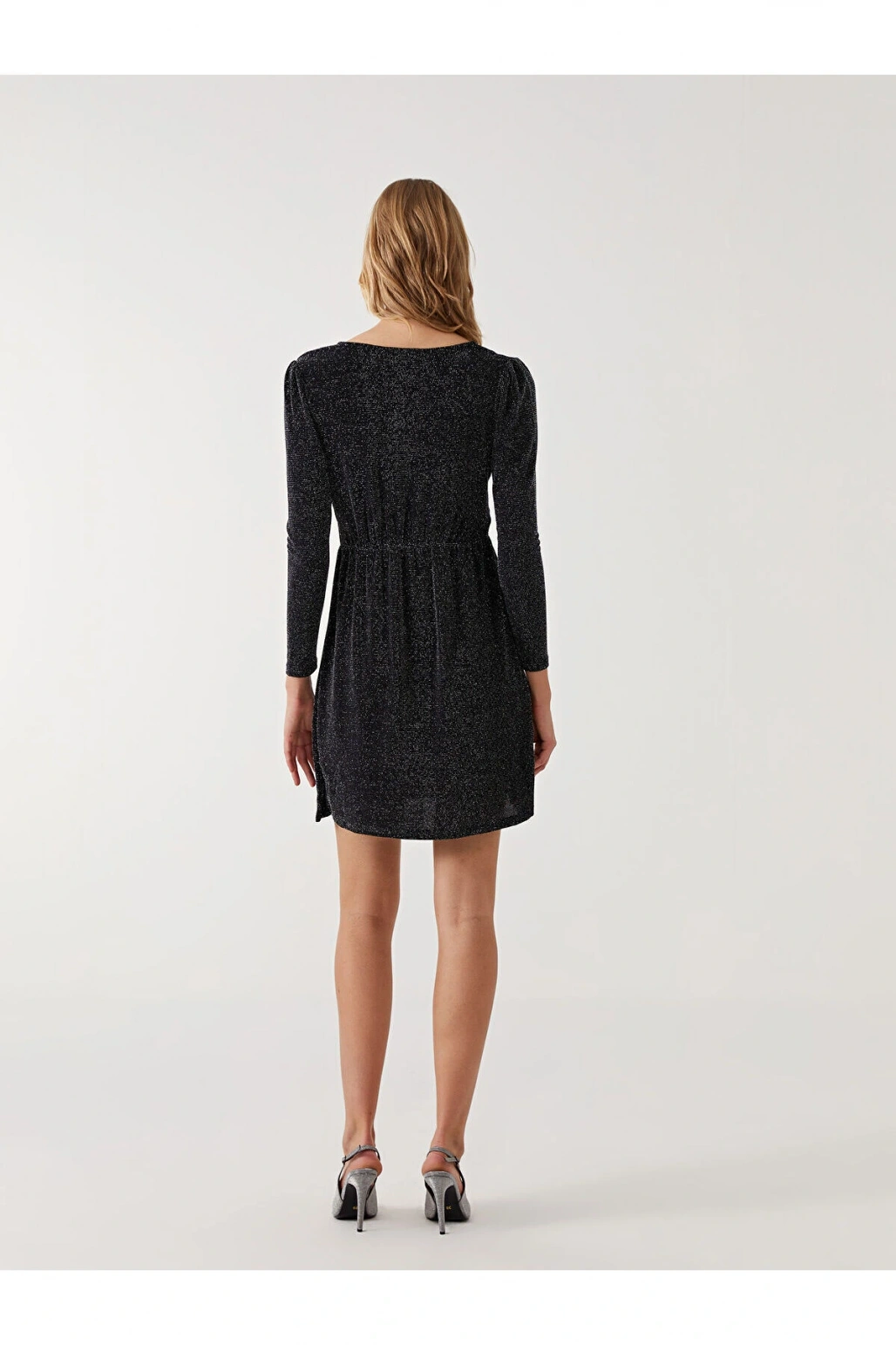 LCW Kruvaze Yaka Parlak Görünümlü Kadın Elbise