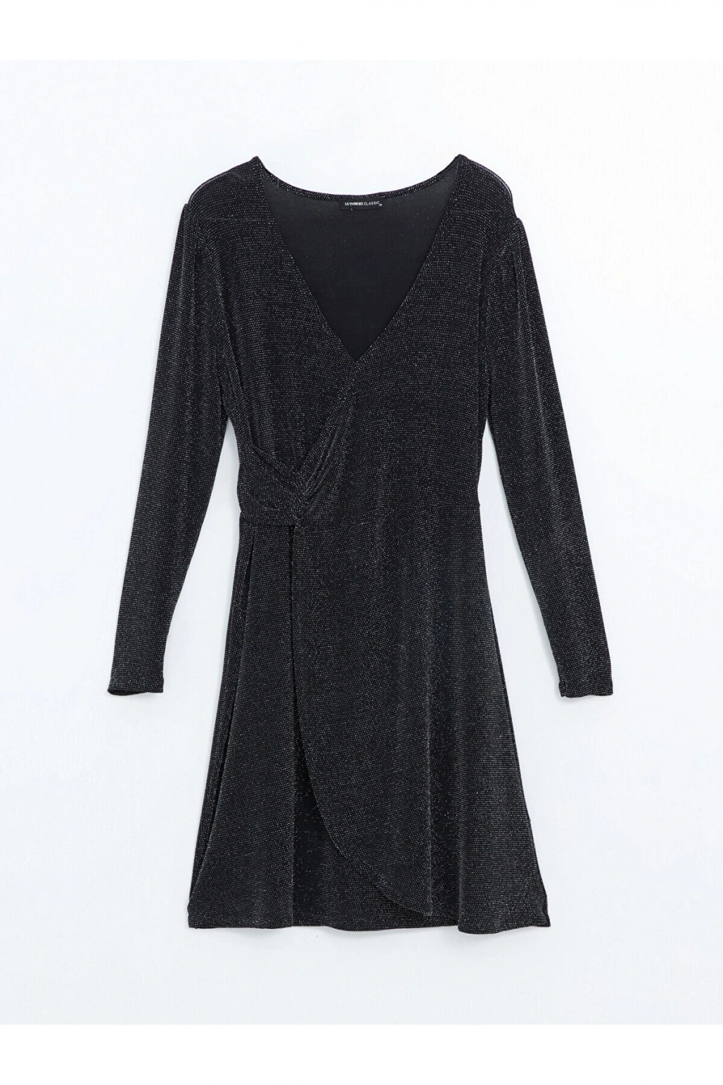 LCW Kruvaze Yaka Parlak Görünümlü Kadın Elbise