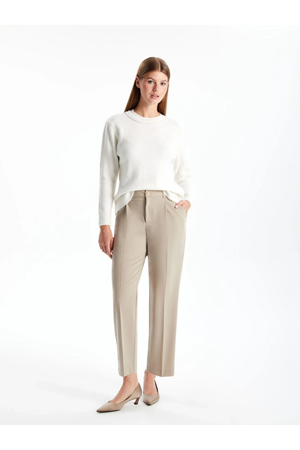 LCWAIKIKI Classic Bej Loose Fit Kadın Pantolon