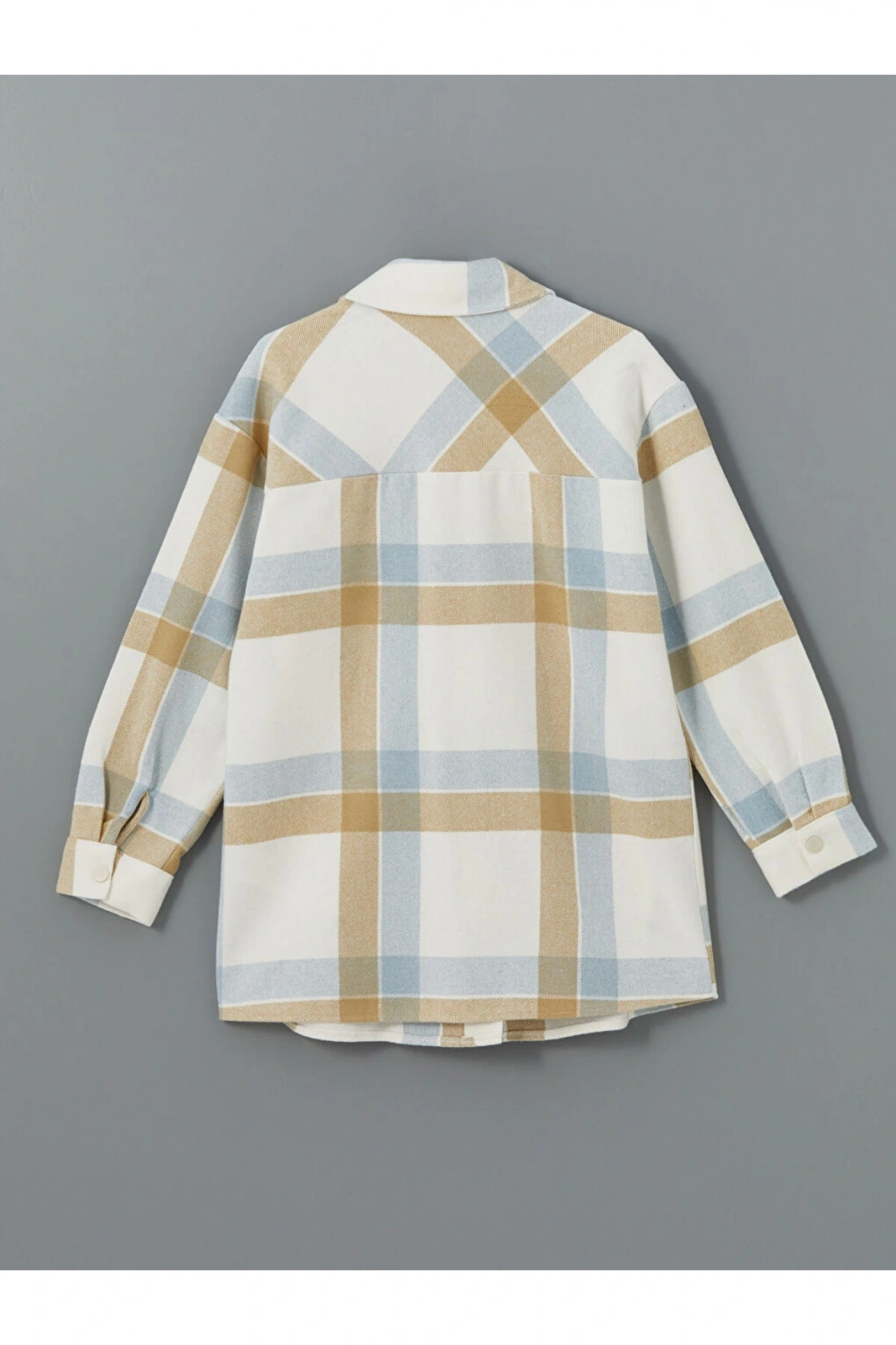 LCW Modest Açık Mavi Ekoseli Ekose Oversize Kadın Gömlek Tunik