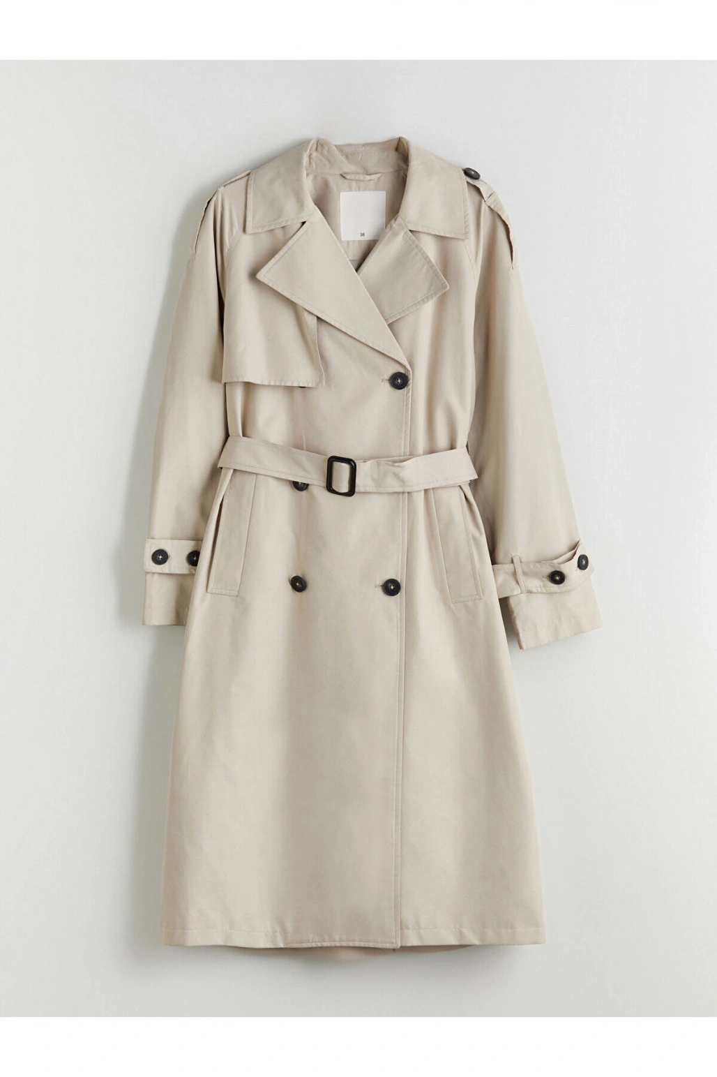 LCW Modest Bej Kruvaze Yaka Oversize Kadın Trençkot