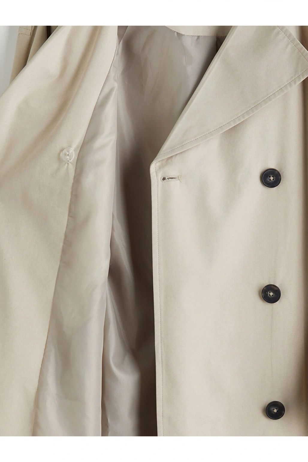 LCW Modest Bej Kruvaze Yaka Oversize Kadın Trençkot