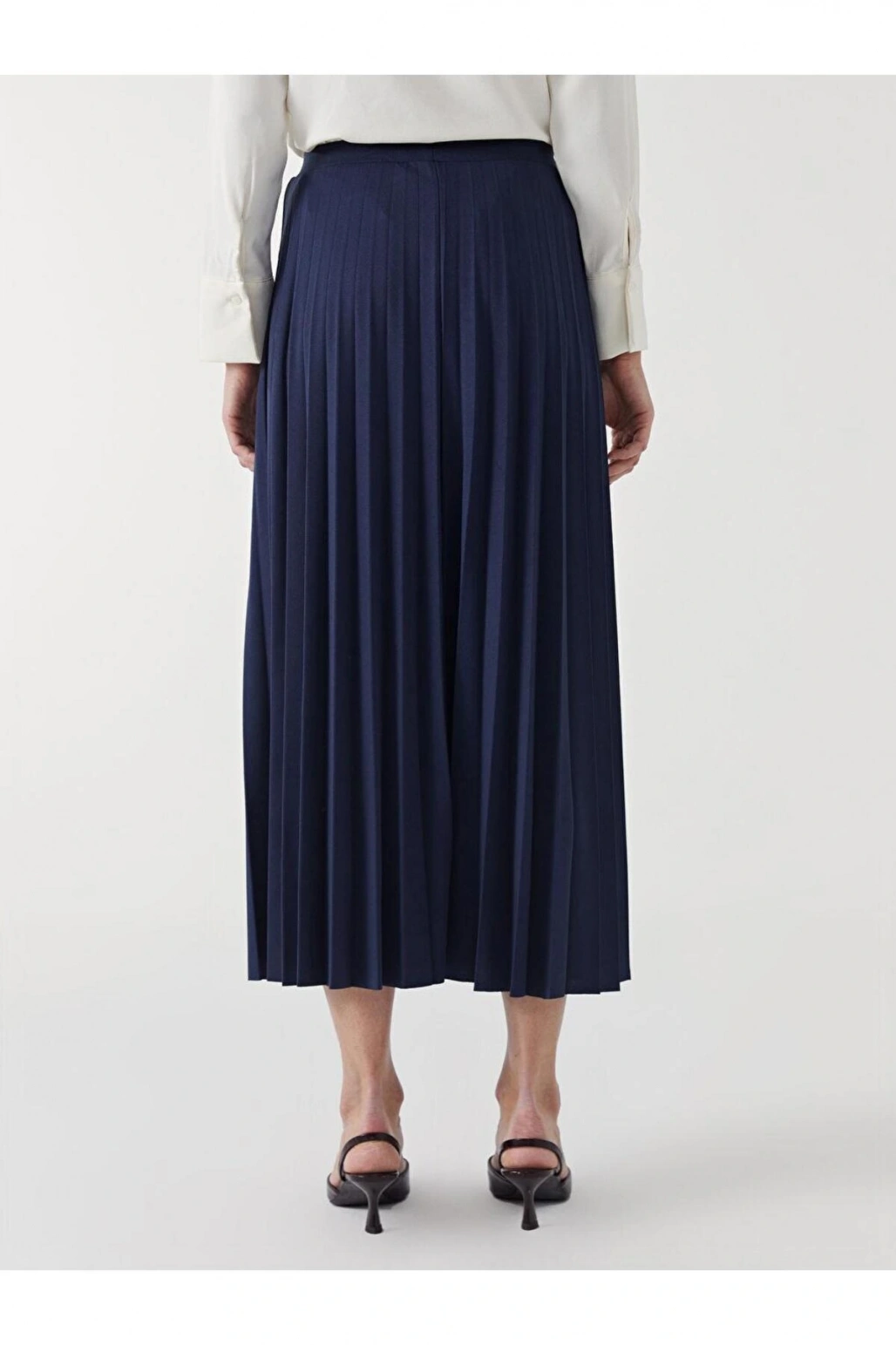 LCW Modest  Beli Lastikli Düz Krep Kadın Pileli Etek