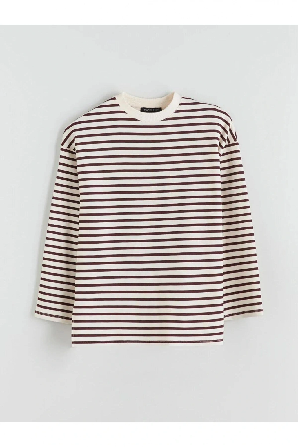 LCW Modest Bisiklet Yaka Çizgili Kadın Sweatshirt Tunik (W5)