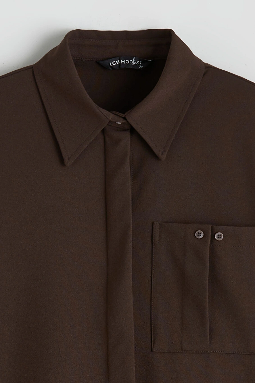 LCW Modest Kahverengi Loose Fit Kadın Gömlek Tunik