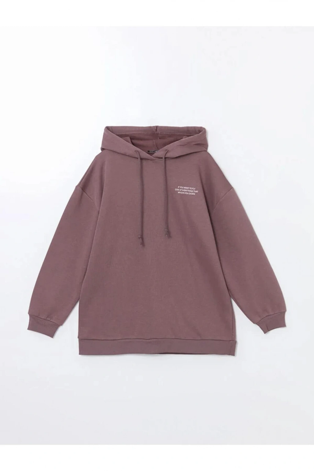 LCW Modest Kapüşonlu Baskılı Oversize Kadın Sweatshirt Tunik