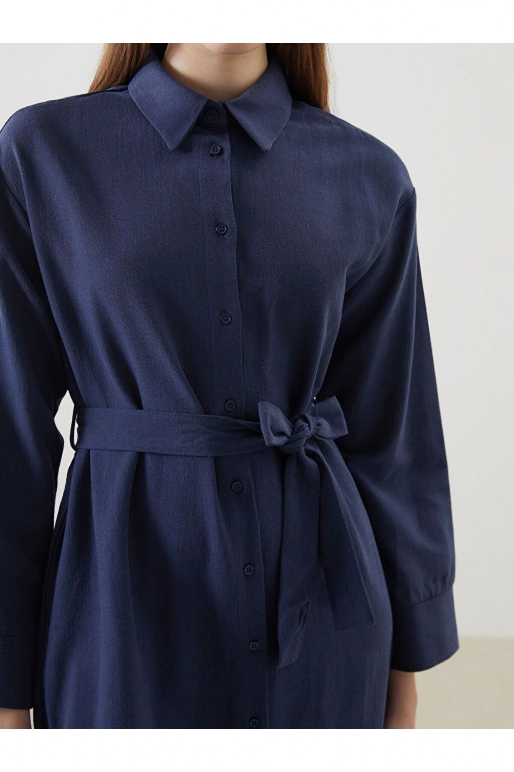 LCW Modest Keten Karışımlı Kadın Gömlek Elbise