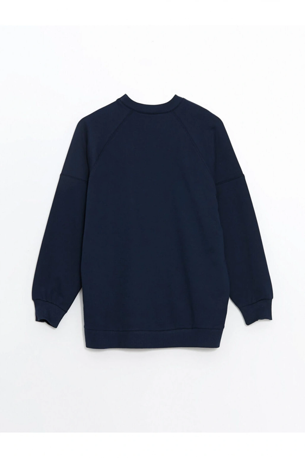 LCW Modest Lacivert Bisiklet Yaka Baskılı Oversize Kadın Sweatshirt Tunik