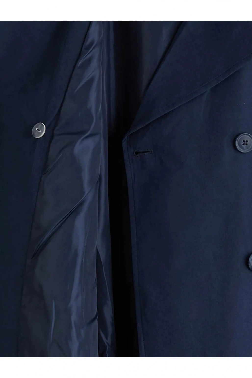 LCW Modest Lacivert Kruvaze Yaka Oversize Kadın Trençkot