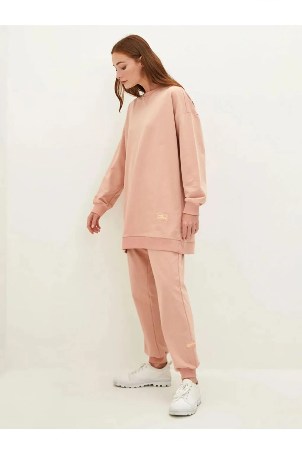 LCW Modest Pembe Beli Lastikli Baskılı Kadın Eşofman Altı