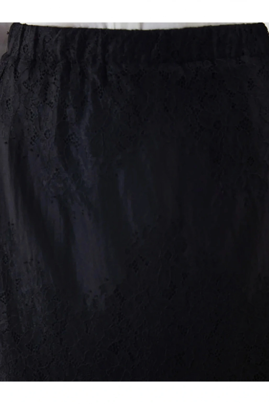 LCW Modest Siyah Beli Lastikli Kendinden Desenli Brode Etek