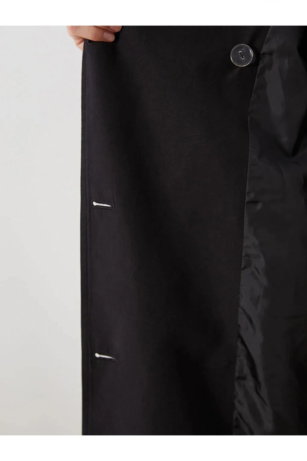 LCW Modest Siyah Kruvaze Yaka Oversize Kadın Trençkot