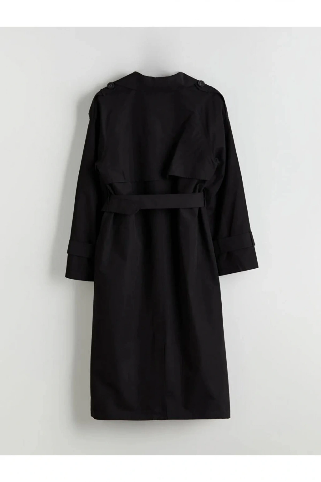 LCW Modest Siyah Kruvaze Yaka Oversize Kadın Trençkot