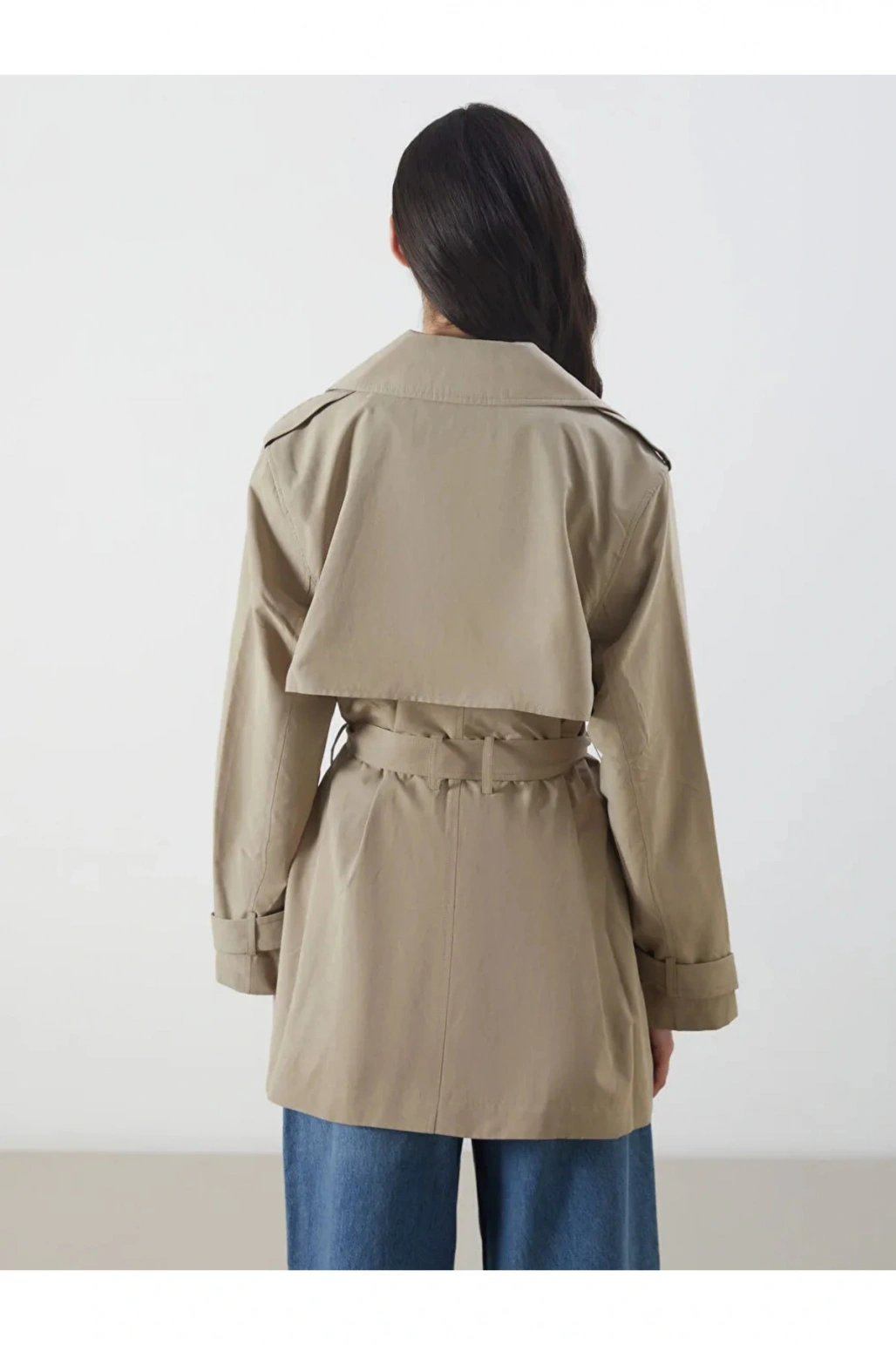 LCW ModestBej Kruvaze Yaka Kadın Trençkot